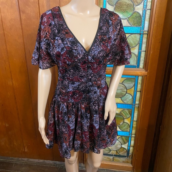 Free People Purple And Red Floral Mini Dress - Picture 2 of 16